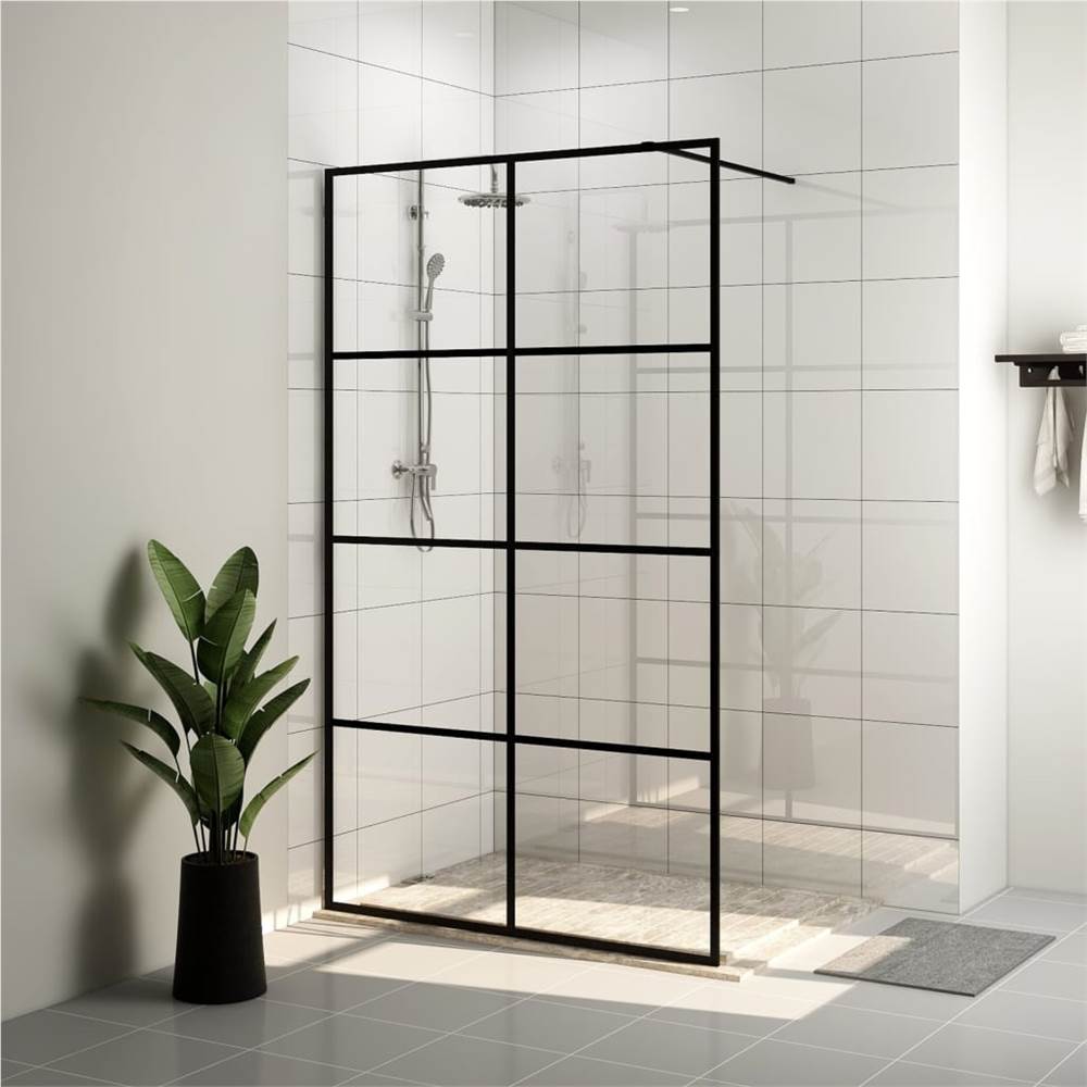 

Walk-in Shower Wall with Clear ESG Glass 140x195 cm Black