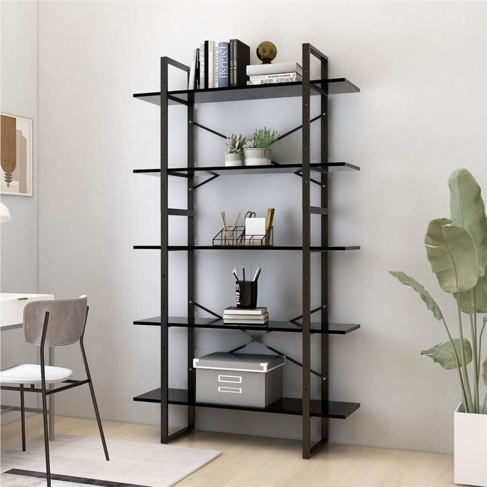 

5-Tier Book Cabinet Black 100x30x175 cm Chipboard