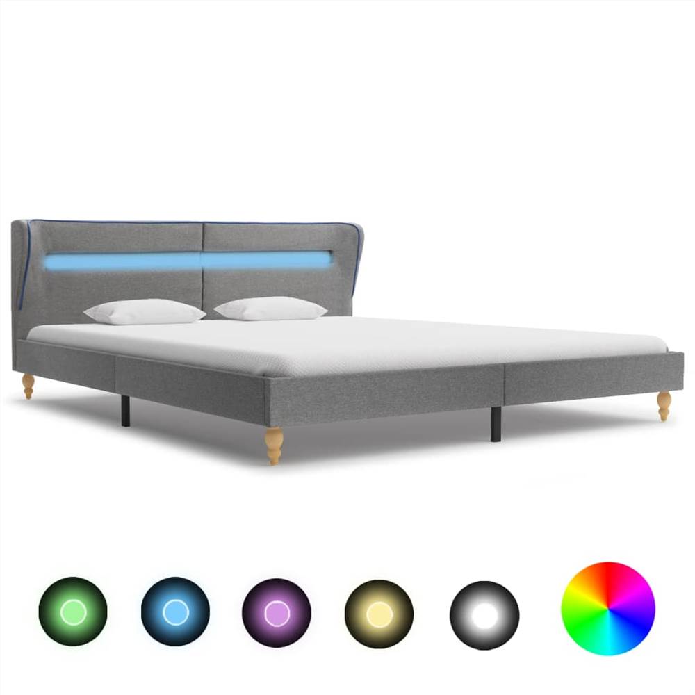 

Bed Frame with LED Light Grey Fabric 150x200 cm