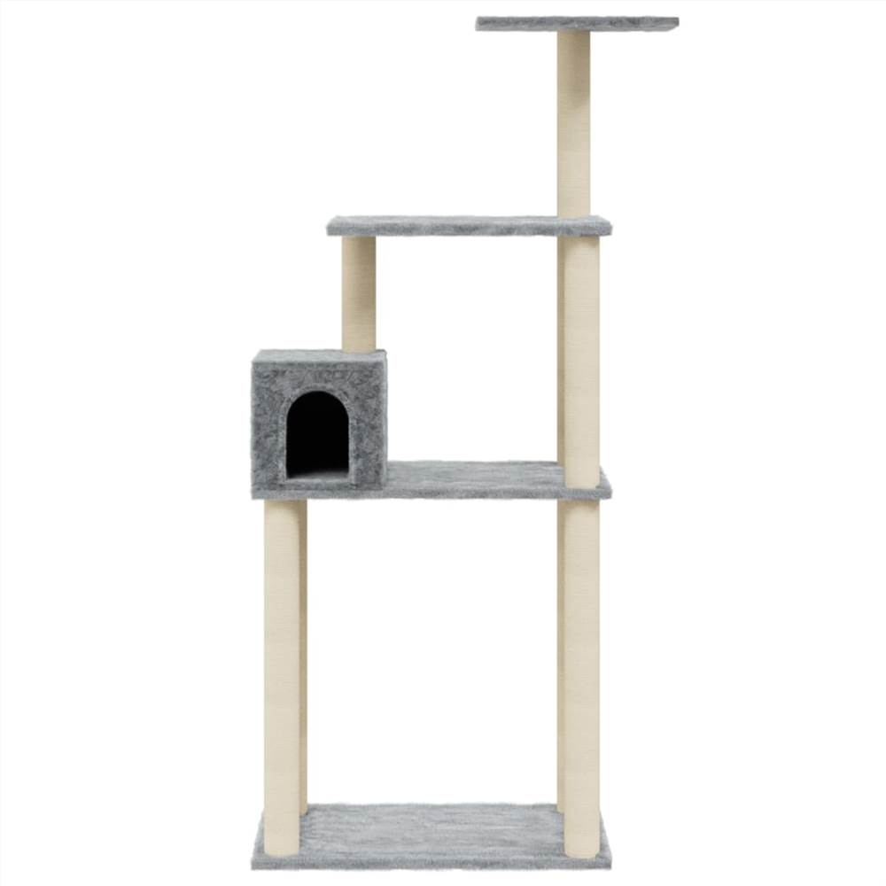 Cat Tree with Sisal Scratching Posts Light Grey 147 cm