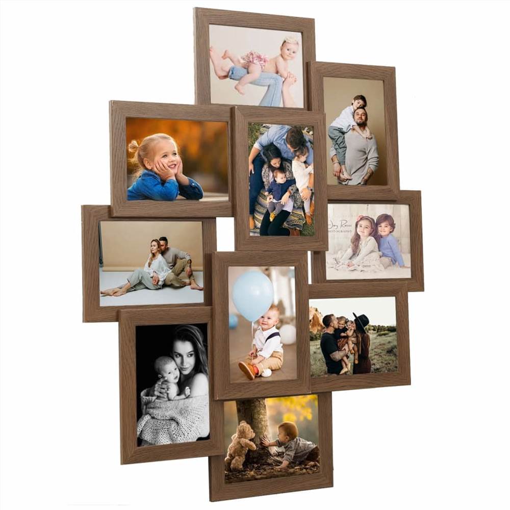 

Collage Photo Frame for 10x(10x15 cm) Picture Light Brown MDF