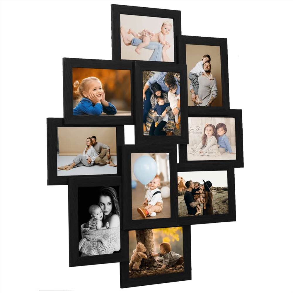 

Collage Photo Frame for 10x(13x18 cm) Picture Black MDF