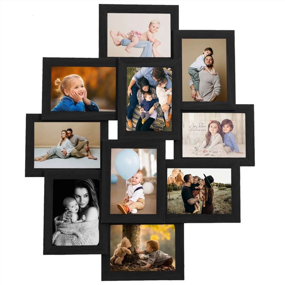 Collage Photo Frame for 10x(13x18 cm) Picture Black MDF