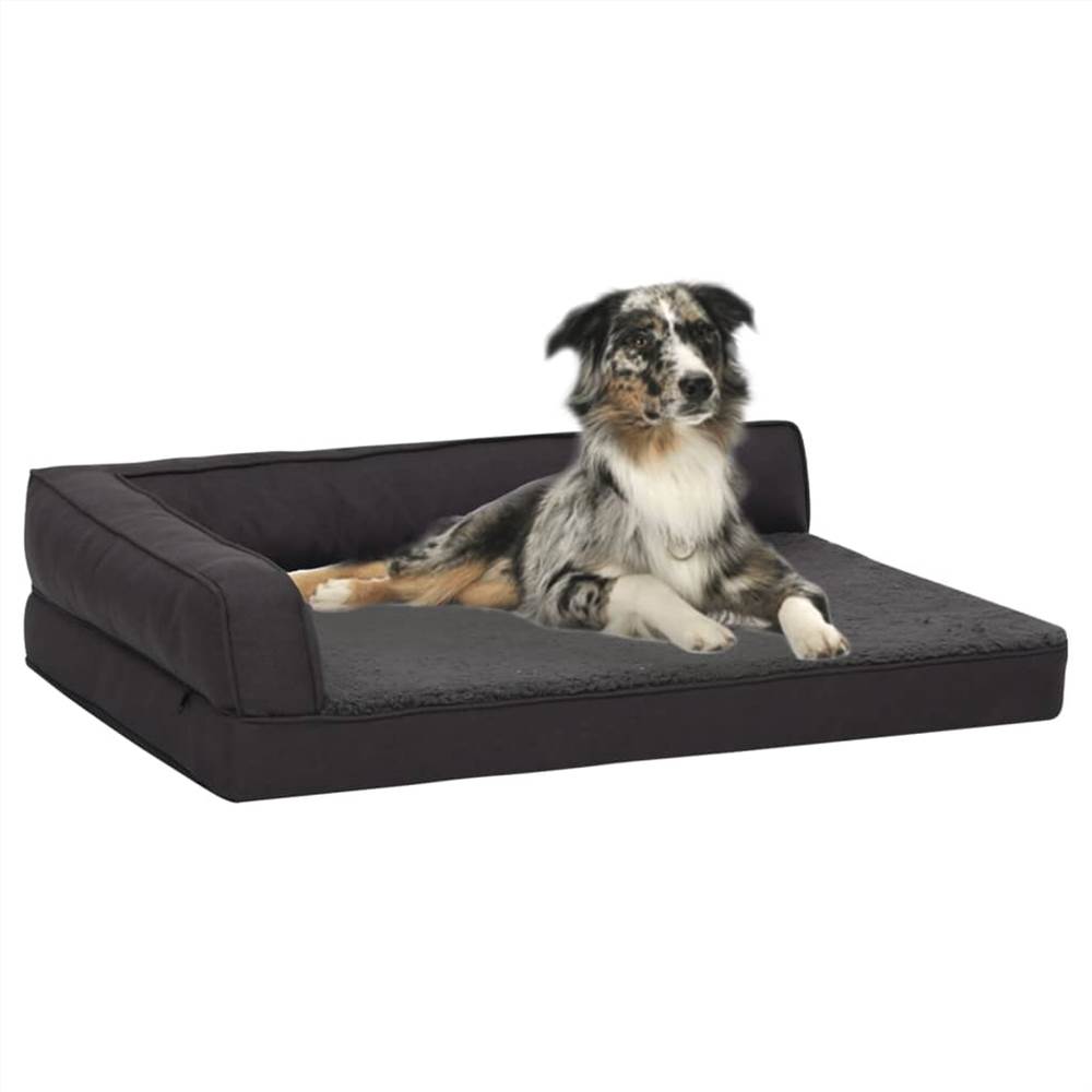 

Ergonomic Dog Bed Mattress 75x53 cm Linen Look Fleece Black