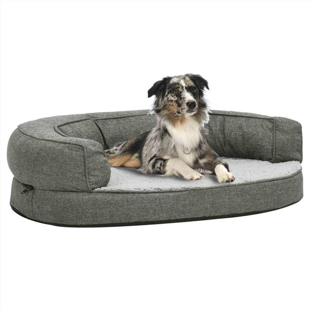 

Ergonomic Dog Bed Mattress 75x53 cm Linen Look Fleece Grey