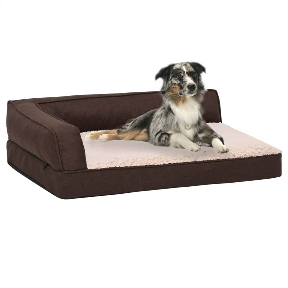 

Ergonomic Dog Bed Mattress 90x64 cm Linen Look Fleece Brown