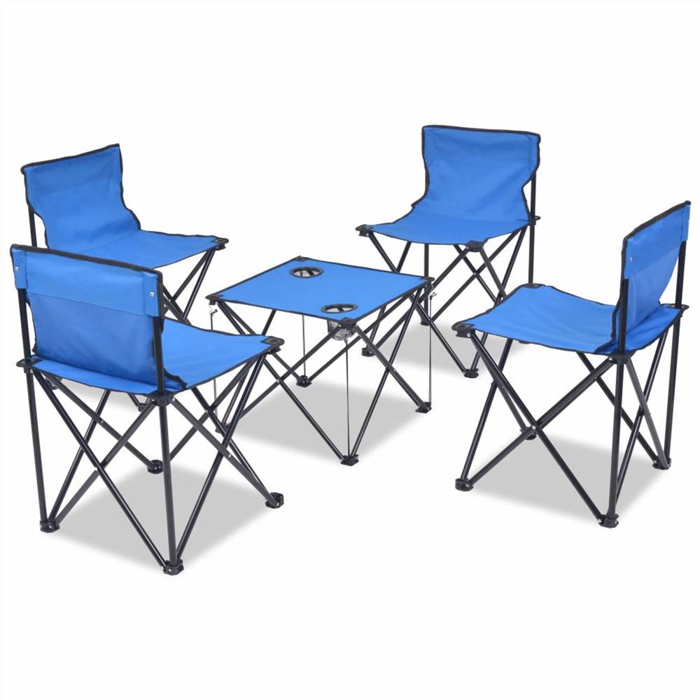 

Folding Camping Furniture Set 5 Pieces Blue Steel 45x45x70 cm