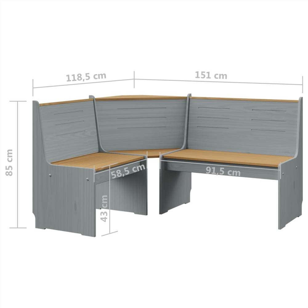 Garden Corner Bench 151 cm Solid Pinewood Honey Brown and Grey