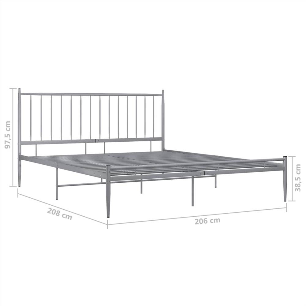 Bed Frame Grey Metal 200x200 cm