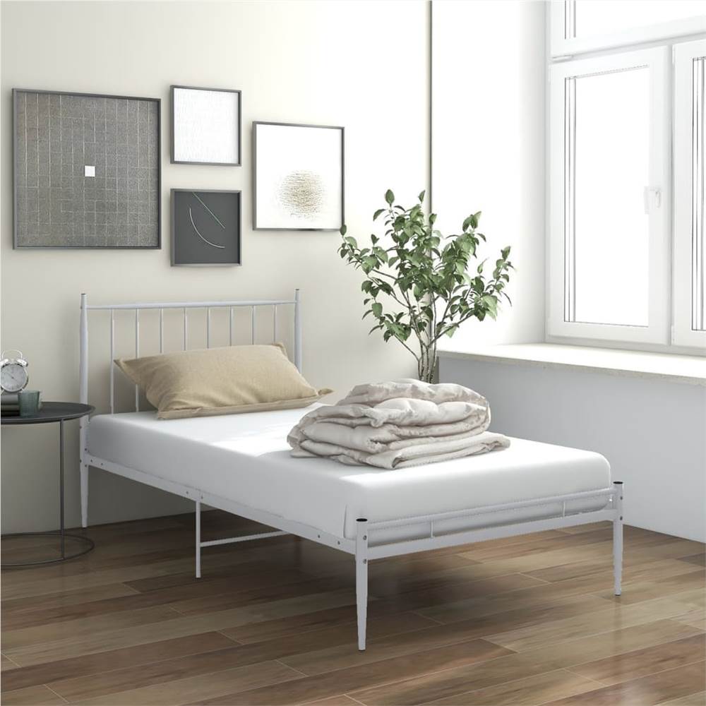 

Bed Frame White Metal 100x200 cm