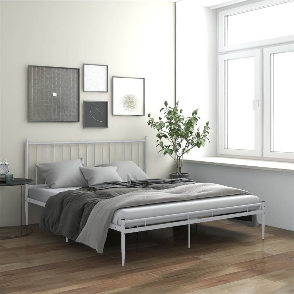 

Bed Frame White Metal 160x200 cm