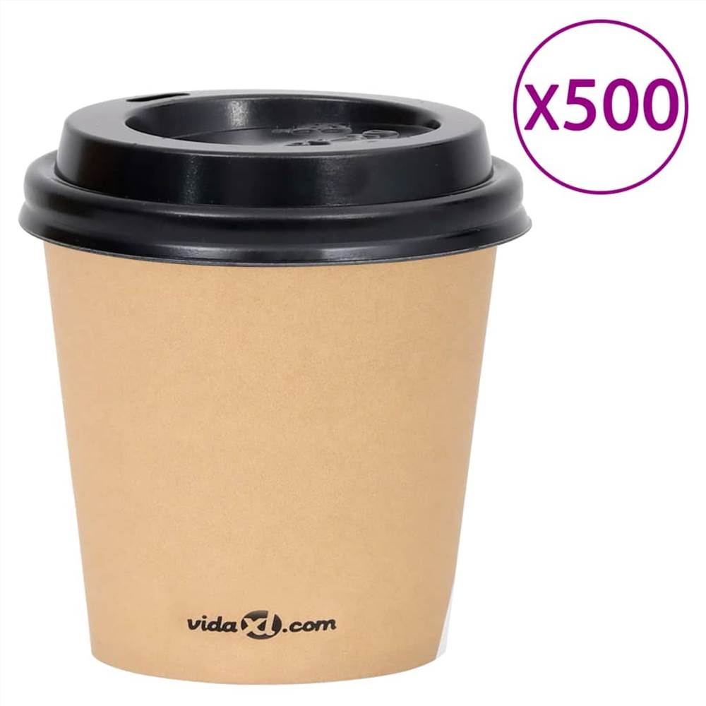 

Coffee Paper Cups with Lids 120 ml 500 pcs Brown