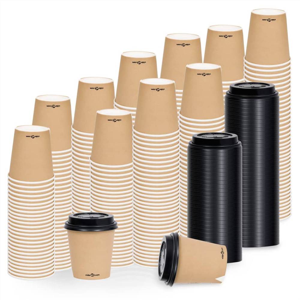 Coffee Paper Cups with Lids 200 ml 1000 pcs Brown
