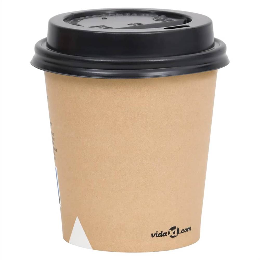 Coffee Paper Cups with Lids 200 ml 1000 pcs Brown