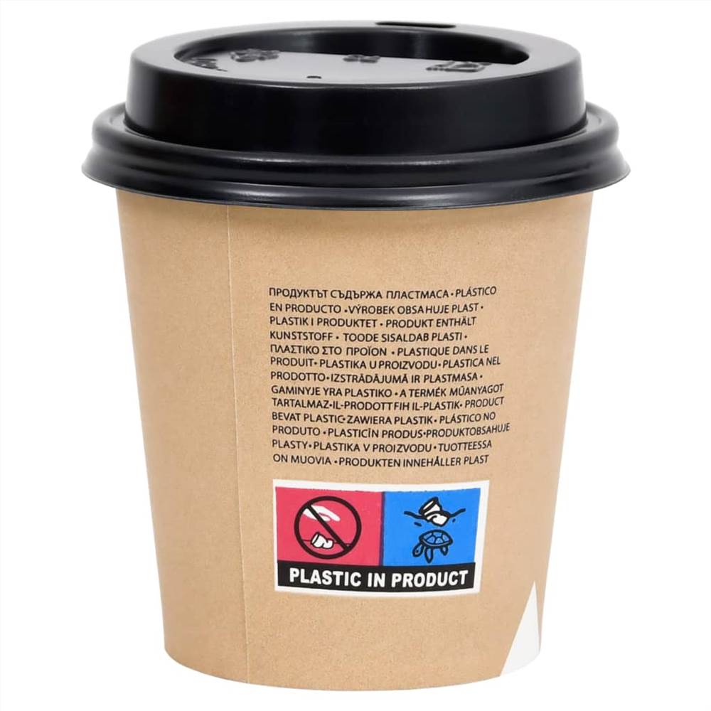 Coffee Paper Cups with Lids 200 ml 1000 pcs Brown