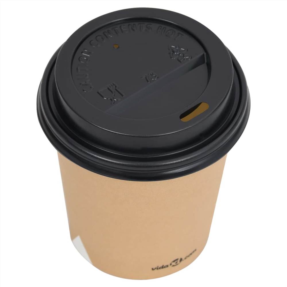 Coffee Paper Cups with Lids 200 ml 1000 pcs Brown