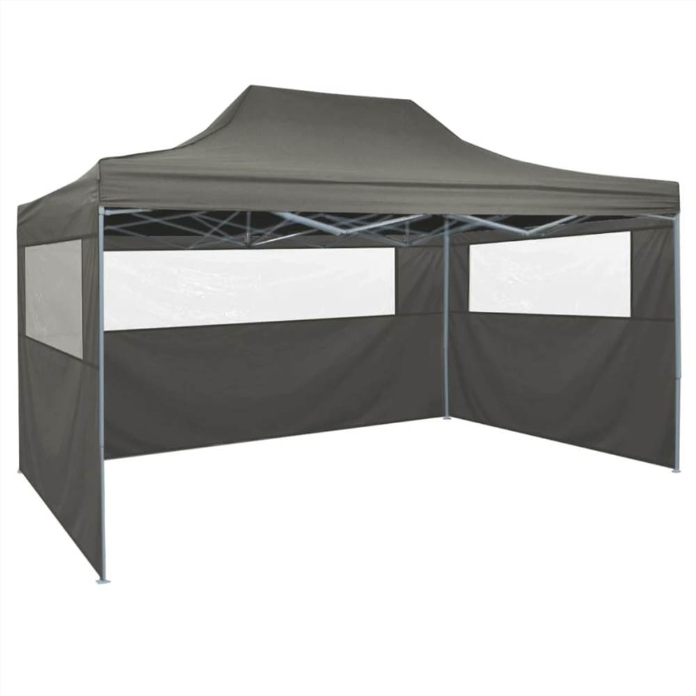 Foldable Tent Pop-Up with 4 Side Walls 3x4.5 m Anthracite