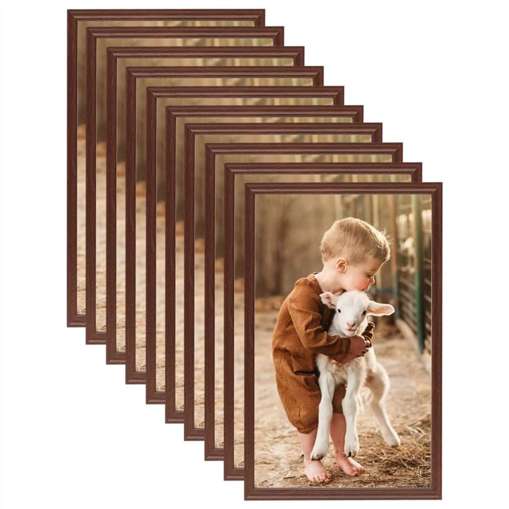 Photo Frames Collage 10 pcs for Wall or Table Brown 13x18cm MDF