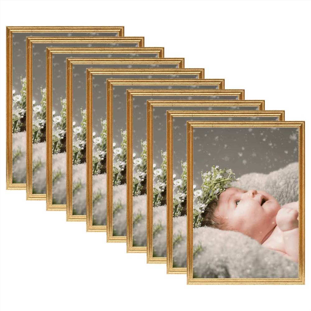 

Photo Frames Collage 10 pcs for Wall or Table Gold 15x21 cm MDF