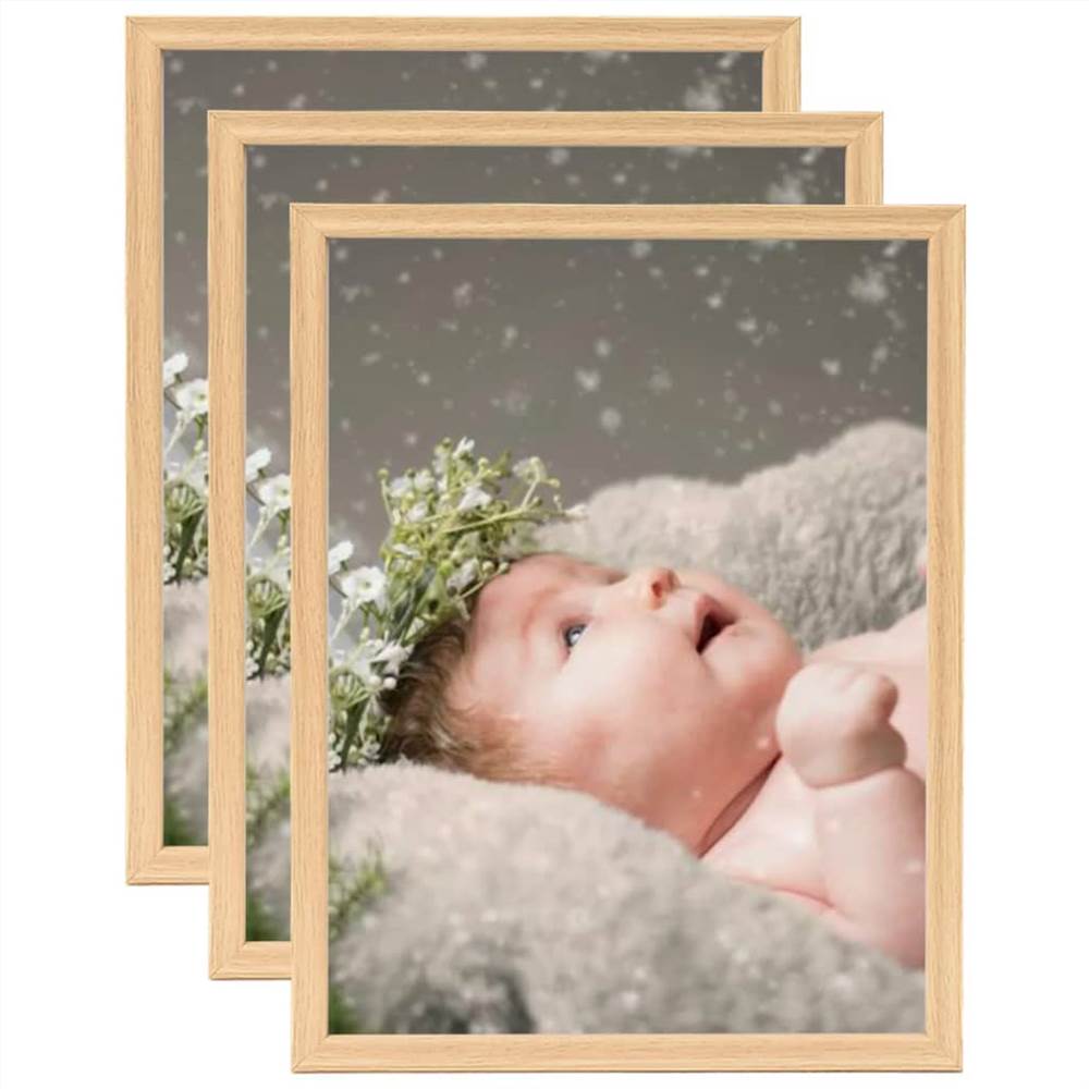 

Photo Frames Collage 3 pcs for Wall or Table Light Oak 40x50 cm