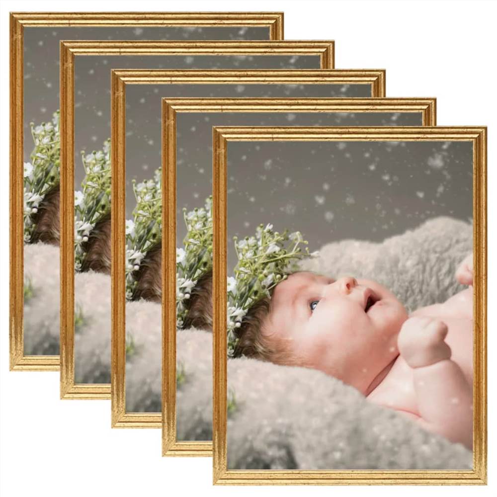 

Photo Frames Collage 5 pcs for Wall or Table Gold 28x35 cm MDF