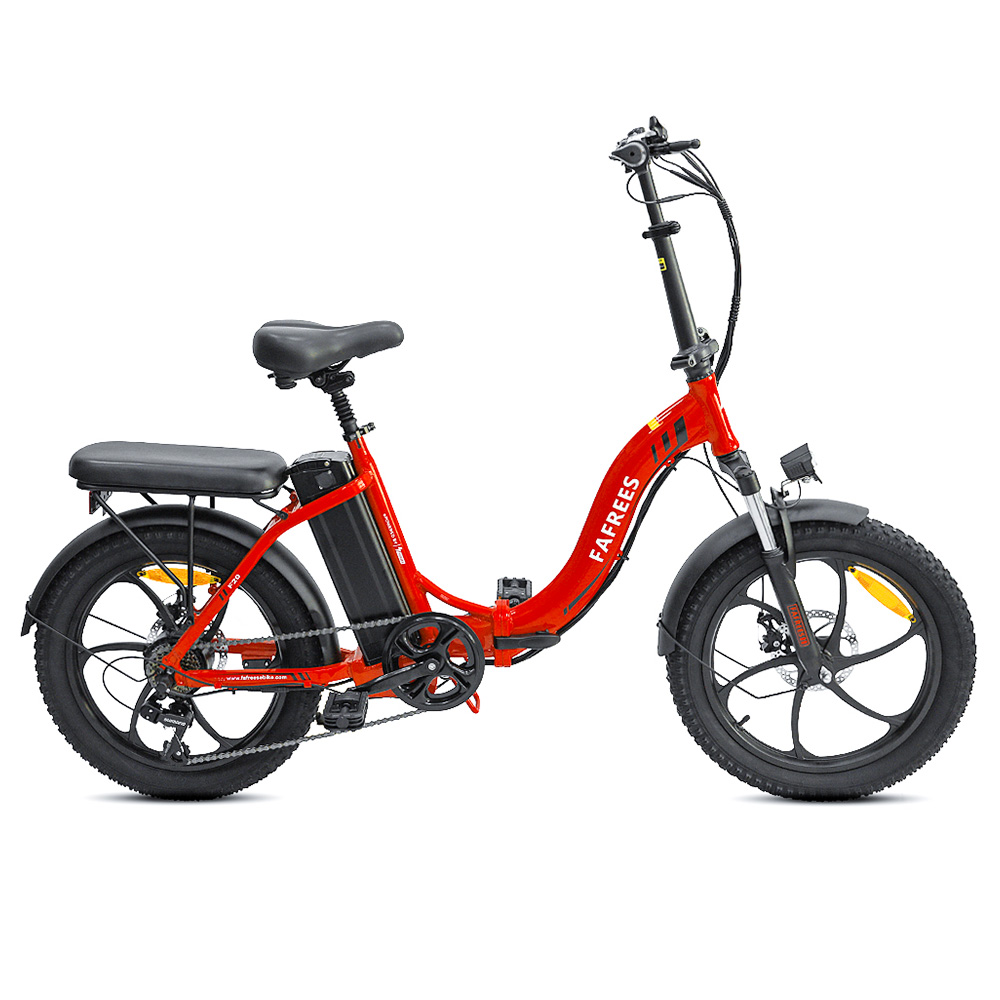 FAFREES F20 Electric Bike 20 Inch Folding Frame E-bike 7-Speed Gears With Removable 15AH Lithium Battery - Red