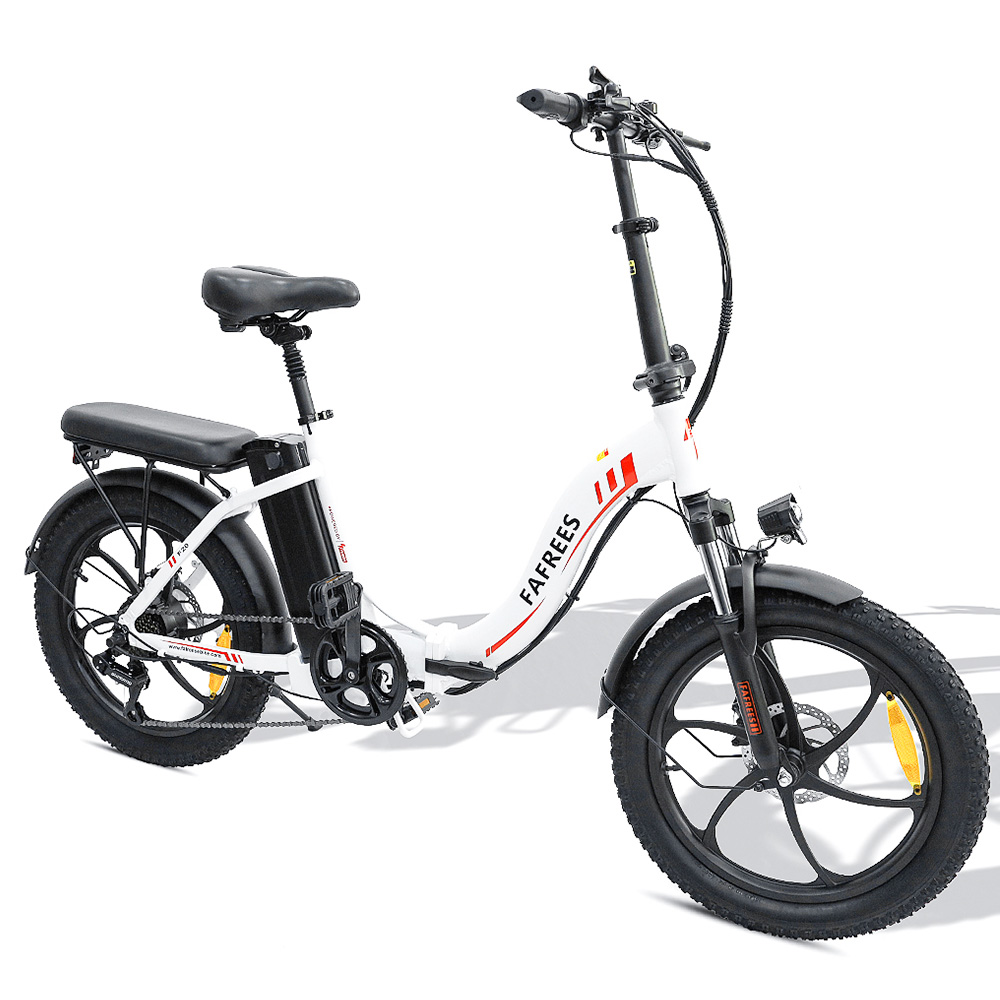 FAFREES F20 Electric Bike 20 Inch Folding Frame E-bike 7-Speed Gears With Removable 15AH Lithium Battery - White