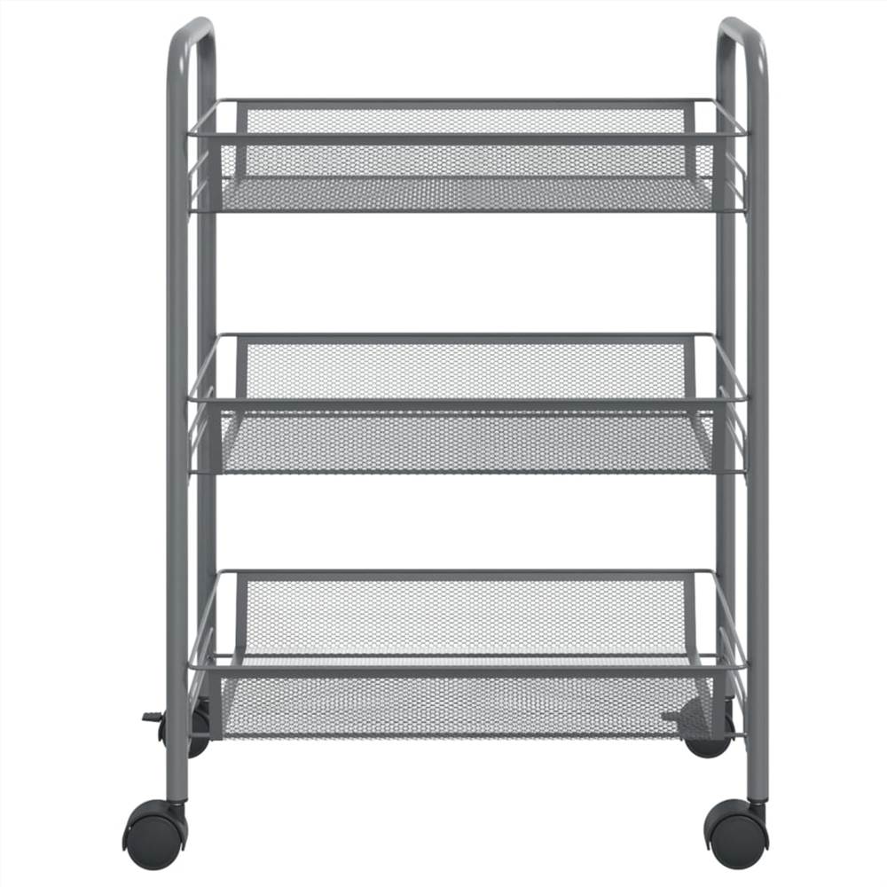 3Tier Kitchen Trolley Grey 46x26x64 cm Iron