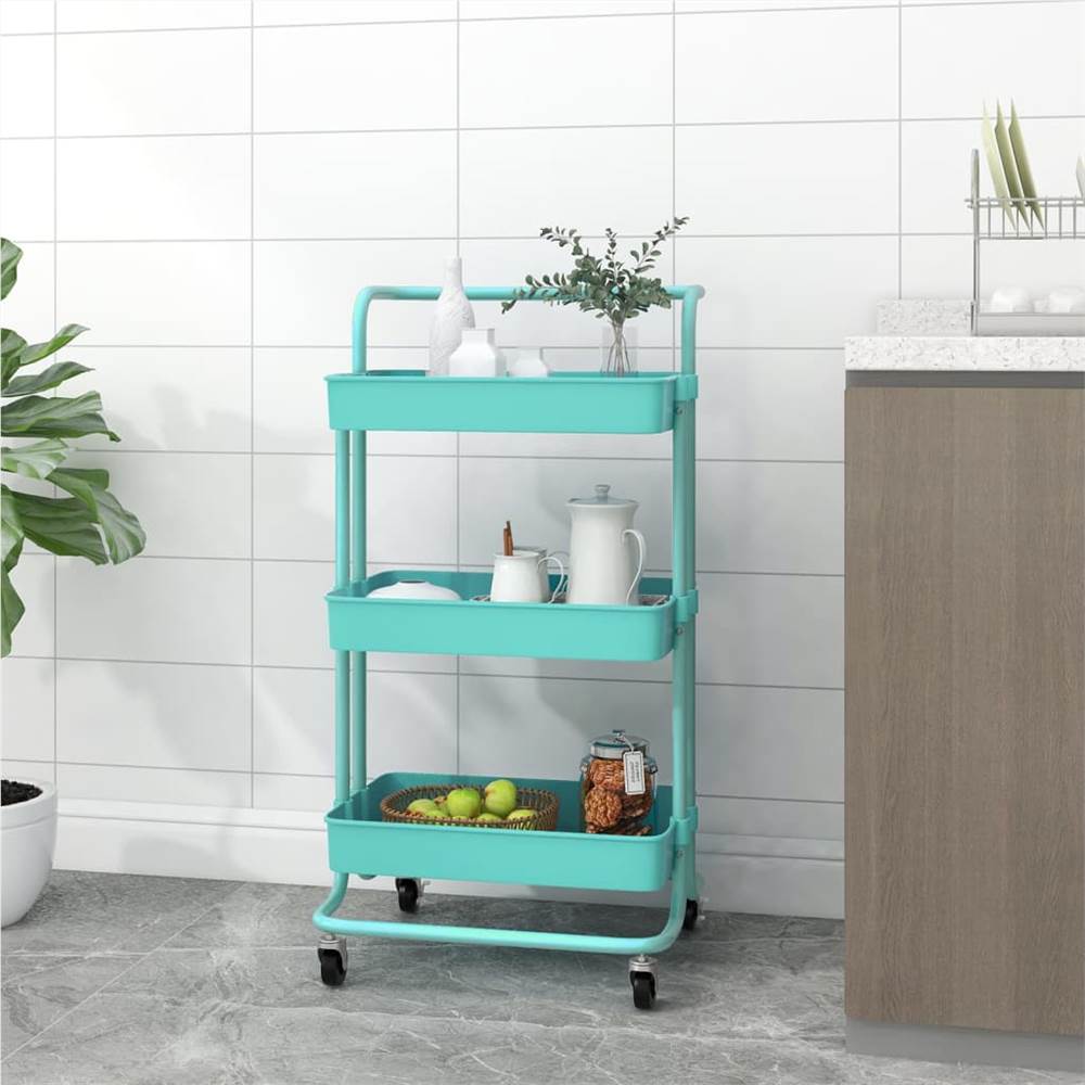 

3-Tier Kitchen Trolley Turquoise 42x25x83.5 cm Iron and ABS