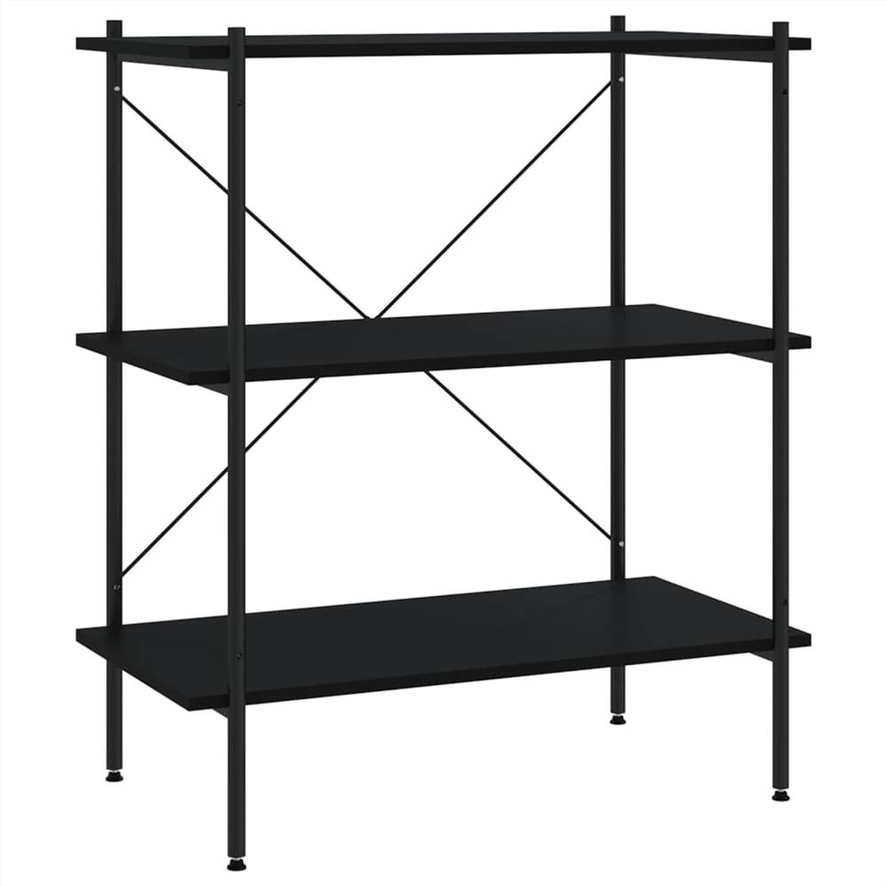 3Tier Shelving Unit Black 80x40x92 cm