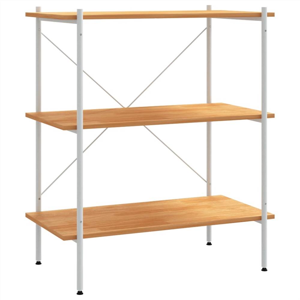 3Tier Shelving Unit White and Oak 80x40x92 cm