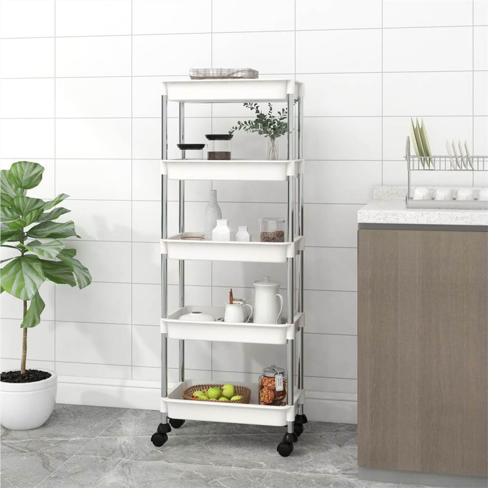 

5-Tier Kitchen Trolley White 40x22x116 cm Iron and ABS