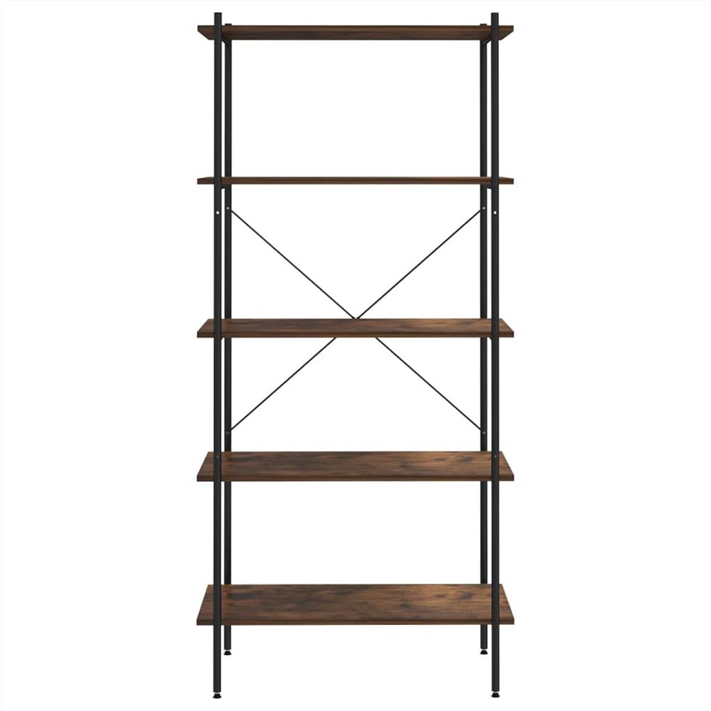 5Tier Shelving Unit Black and Dark Wood 80x40x163 cm