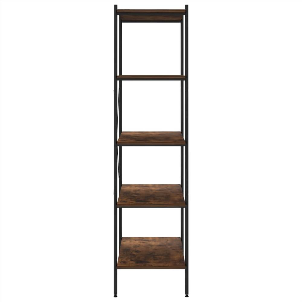 5Tier Shelving Unit Black and Dark Wood 80x40x163 cm
