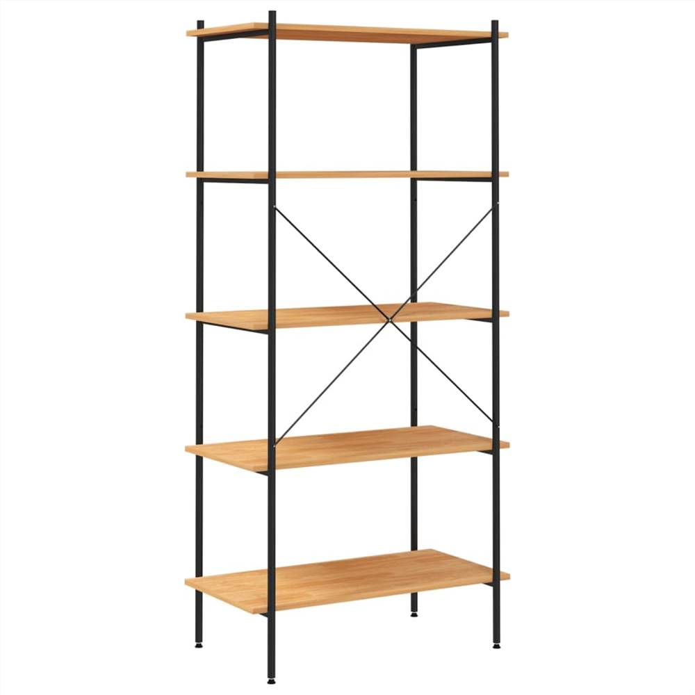 5Tier Shelving Unit Black and Oak 80x40x163 cm