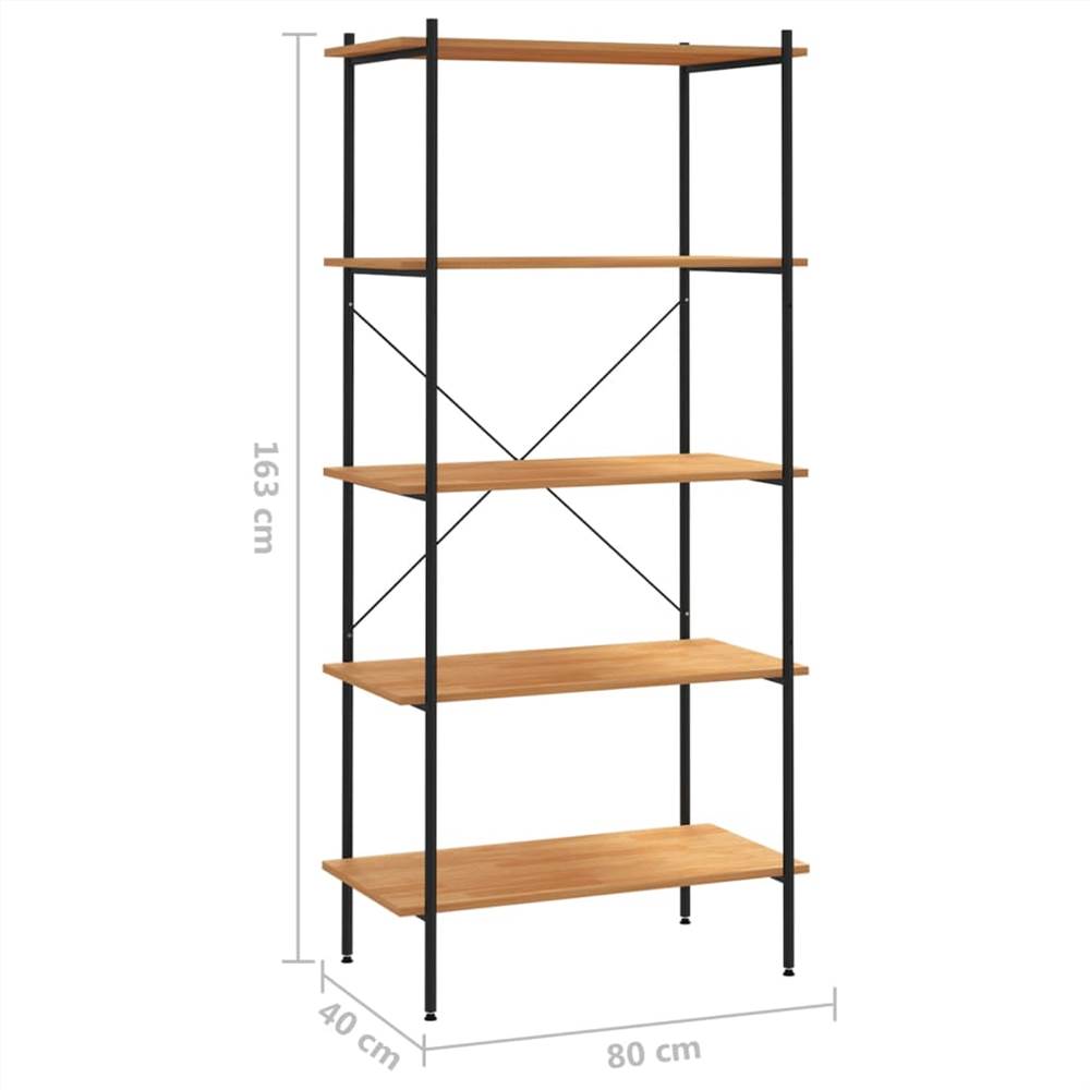 5Tier Shelving Unit Black and Oak 80x40x163 cm