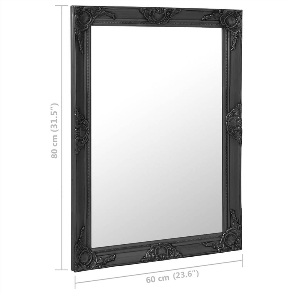 Wall Mirror Baroque Style 60x80 cm Black