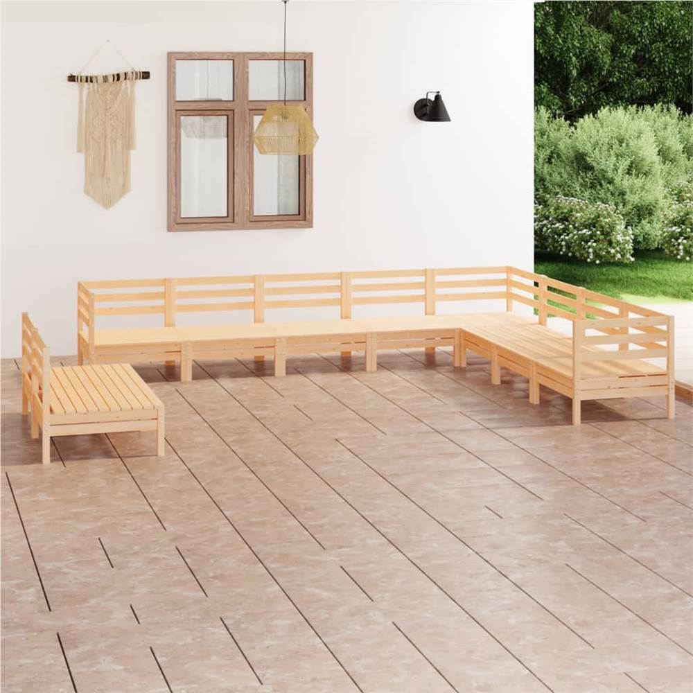 

10 Piece Garden Lounge Set Solid Pinewood