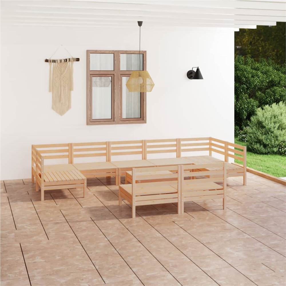 

10 Piece Garden Lounge Set Solid Pinewood