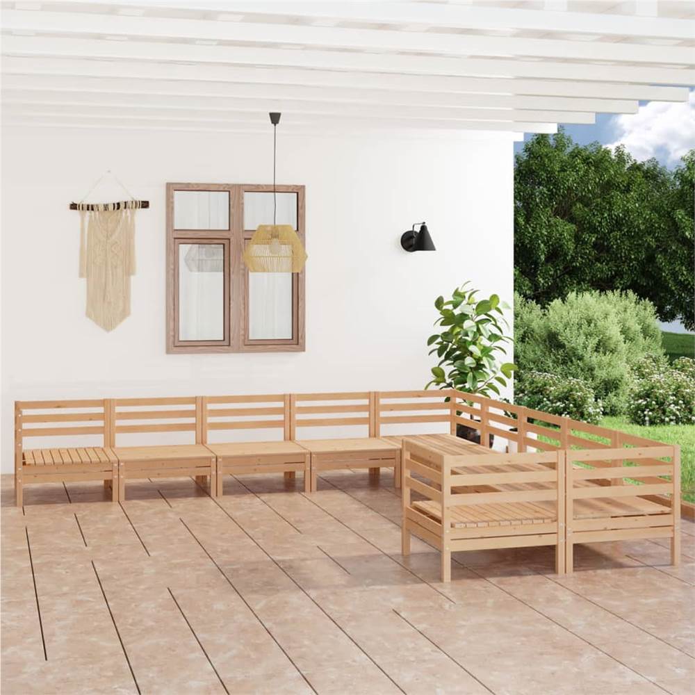 

10 Piece Garden Lounge Set Solid Pinewood