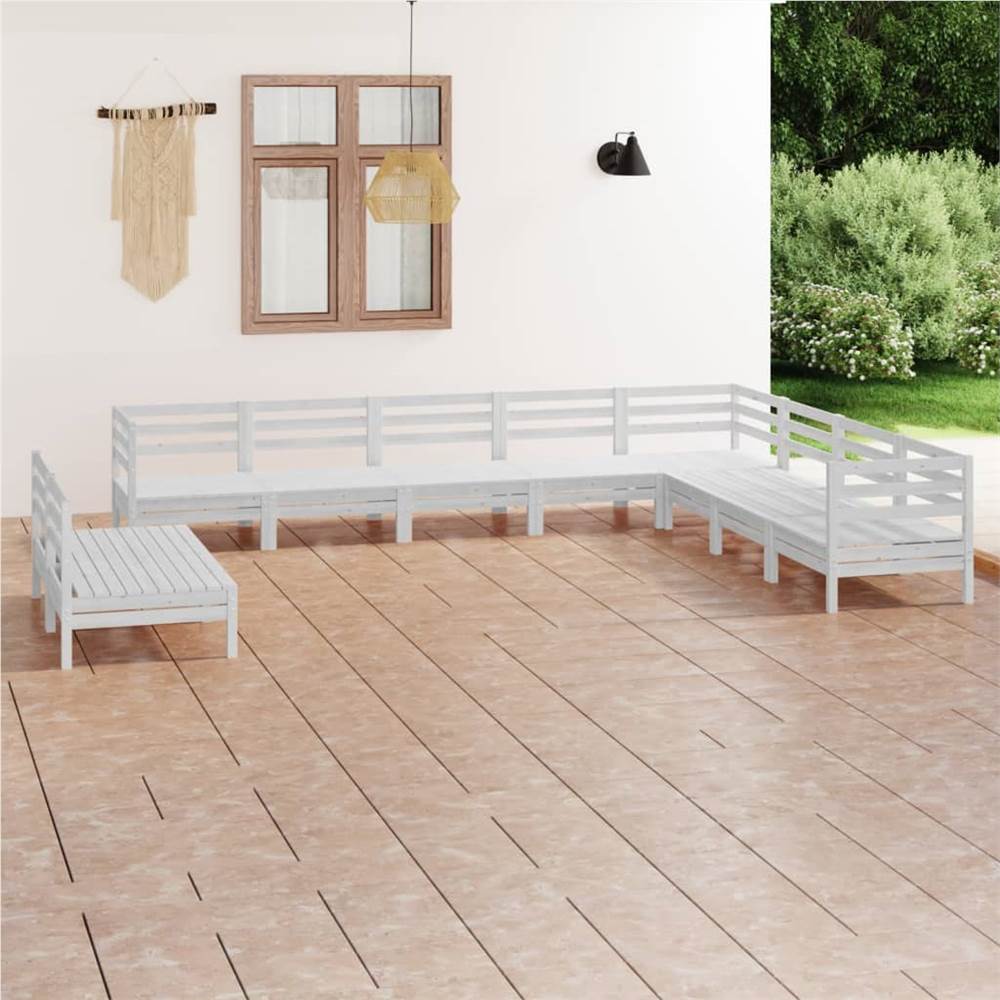 

10 Piece Garden Lounge Set Solid Pinewood White