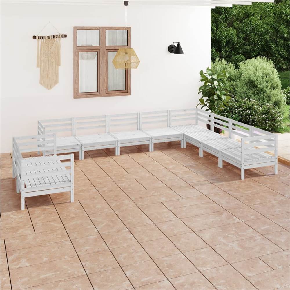 

10 Piece Garden Lounge Set Solid Pinewood White