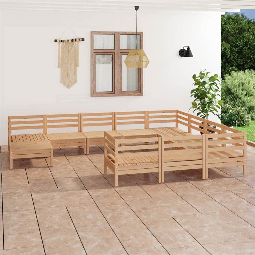 

11 Piece Garden Lounge Set Solid Pinewood