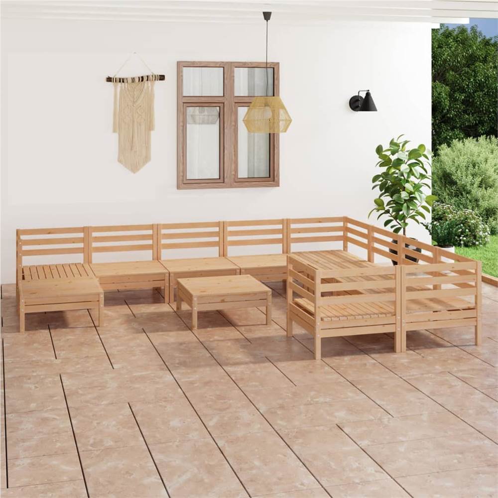 

11 Piece Garden Lounge Set Solid Pinewood