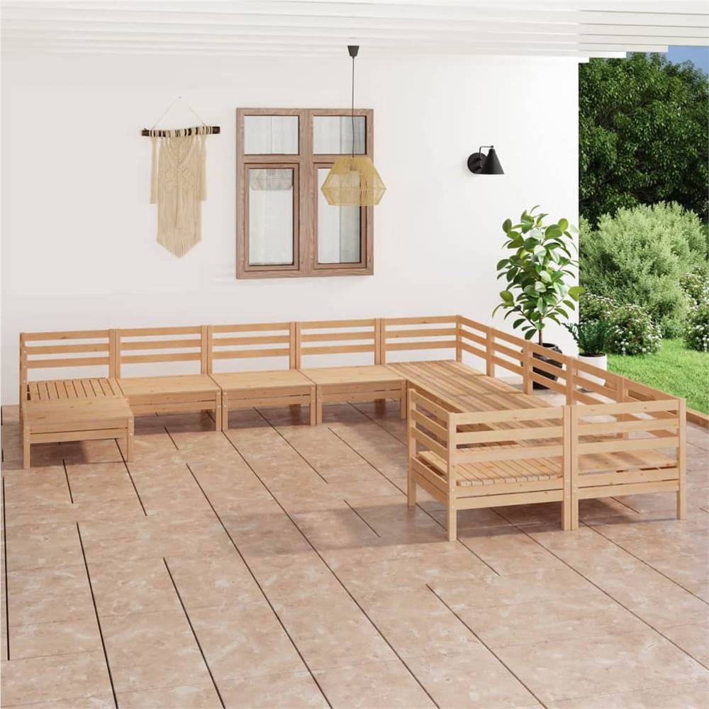 

11 Piece Garden Lounge Set Solid Pinewood