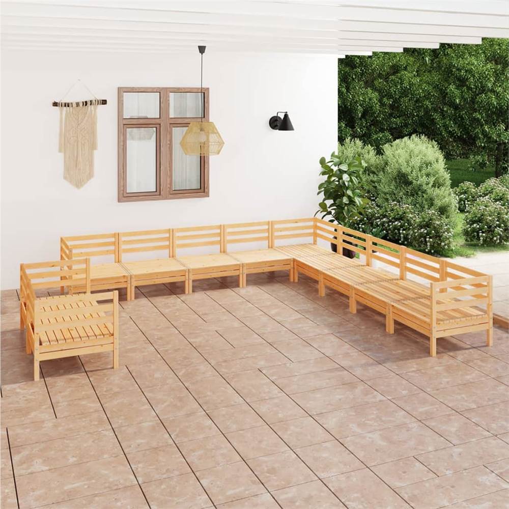 

11 Piece Garden Lounge Set Solid Pinewood