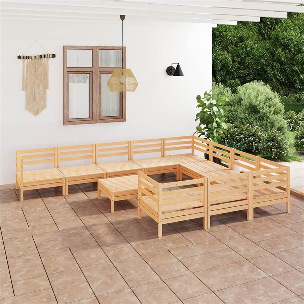 

11 Piece Garden Lounge Set Solid Pinewood