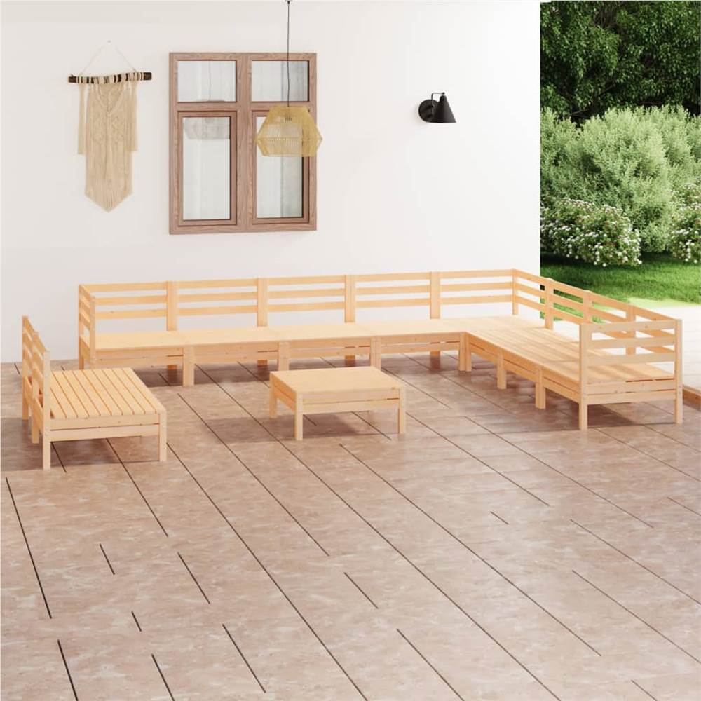 

11 Piece Garden Lounge Set Solid Pinewood
