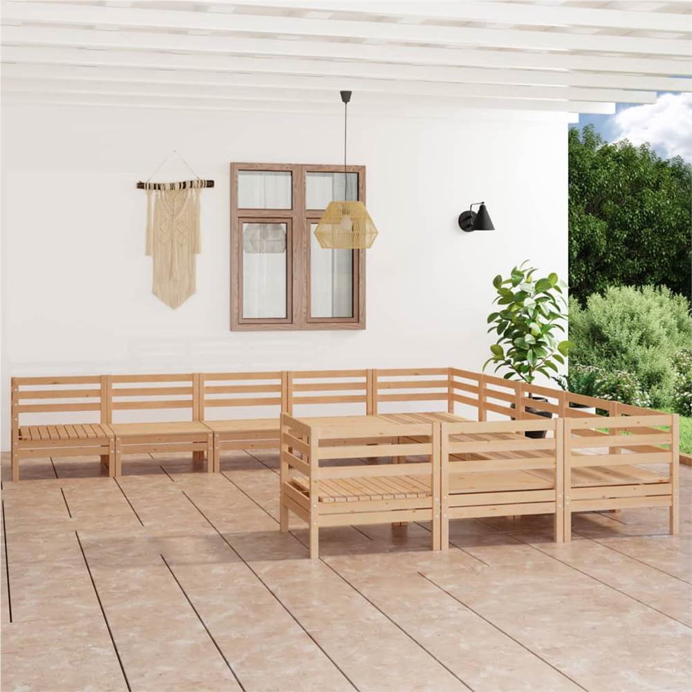 

11 Piece Garden Lounge Set Solid Pinewood
