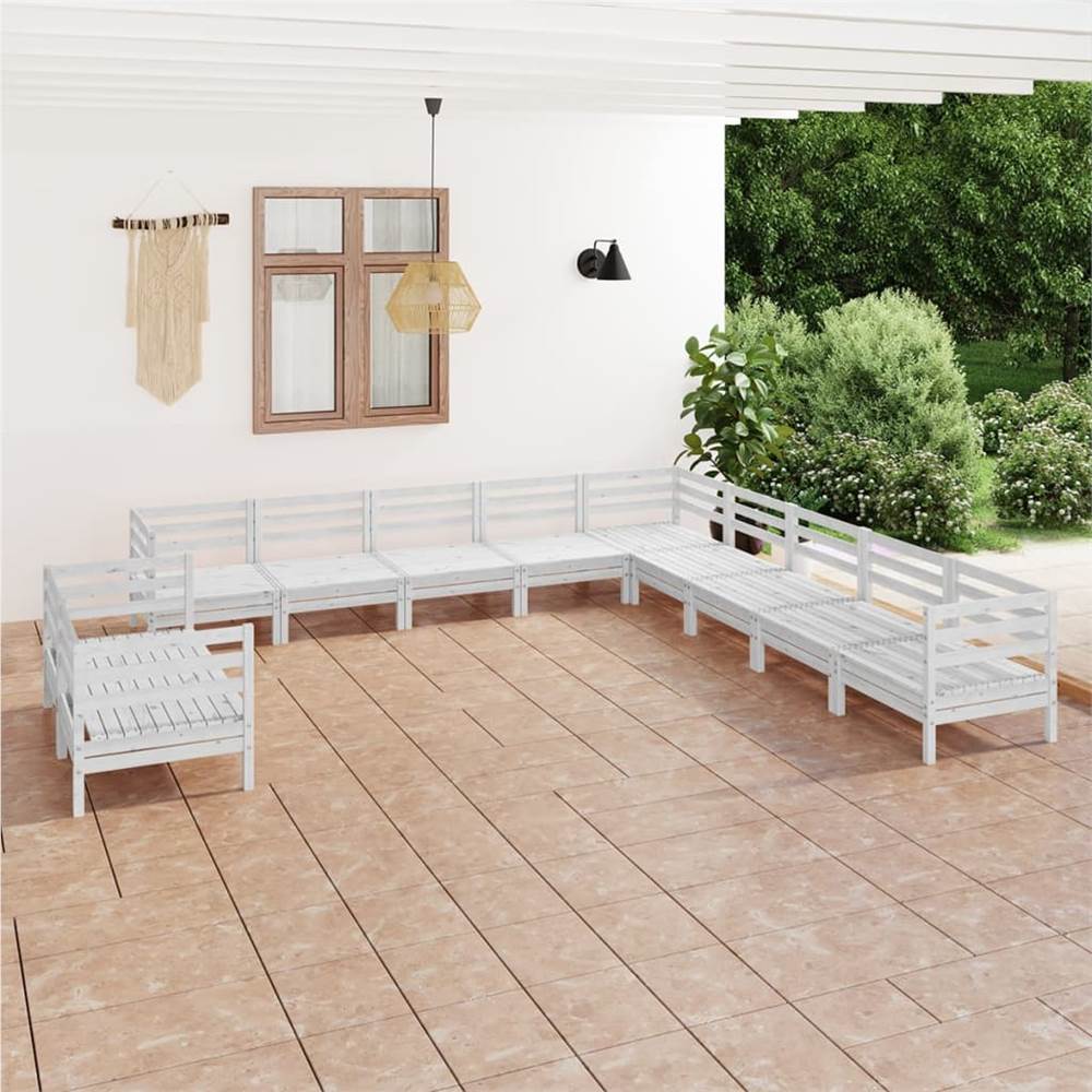 

11 Piece Garden Lounge Set Solid Pinewood White
